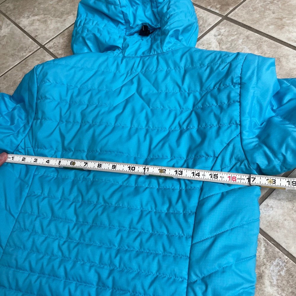 Icebreaker Merino wool blendBlue Quilted Hooded Puffer Jacket Womens Small Lime - Picture 13 of 13